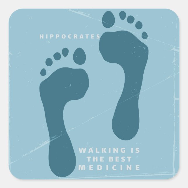 Sticker Carré Marcher est le meilleur médicament Hippocrate cita (Devant)