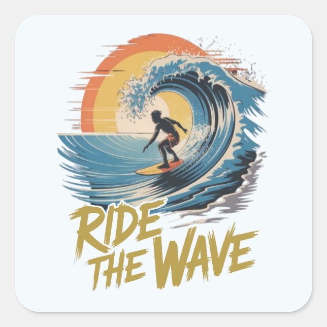 Sticker Carré Marcher la vague (Devant)