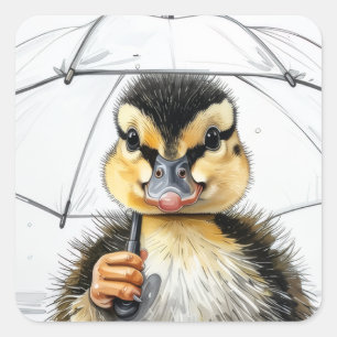 Sticker Carré “Marcher sous la pluie”