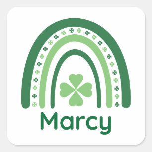 Sticker Carré Marcy Nom Clover Boho Rainbow