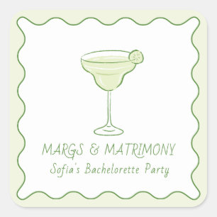Sticker Carré "Marges & Mariage" Lime Bachelorette Mini Tequila