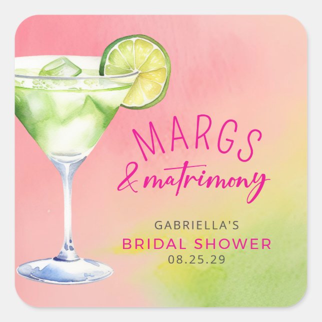 Sticker Carré Margs et Fête des mariées Cocktail Mariage (Devant)