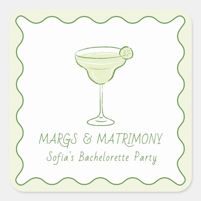 Sticker Carré "Margs & Matrimony" Demoiselle d'honneur Lime Mini (Devant)
