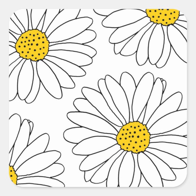 Sticker Carré Marguerite jaune et blanc (Devant)