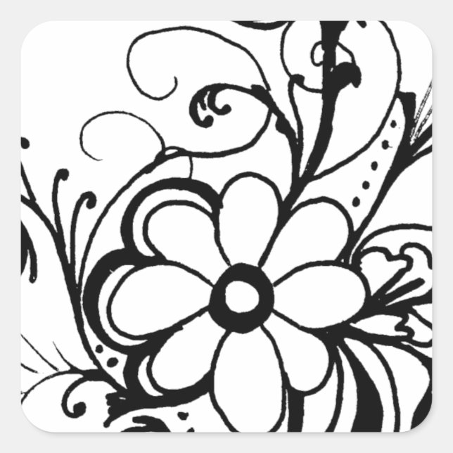Sticker Carré marguerite noire.png (Devant)