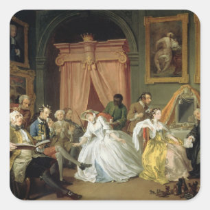Sticker Carré Mariage à la Mode : IV, La Toilette, c.1743 (huile