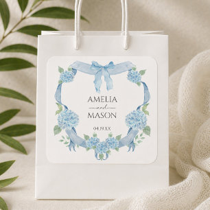 Sticker Carré Mariage à l'aquarelle avec une crête d'hortensia b