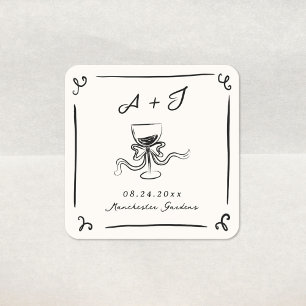 Sticker Carré Mariage à main fantaisiste