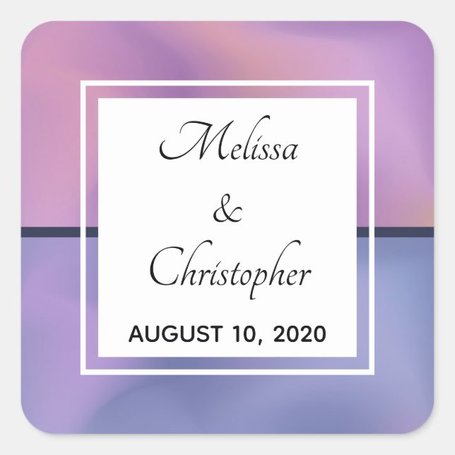 Sticker Carré Mariage Abstrait moderne violet et rose (Devant)