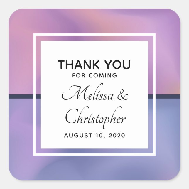 Sticker Carré Mariage Abstrait moderne violet et rose (Devant)