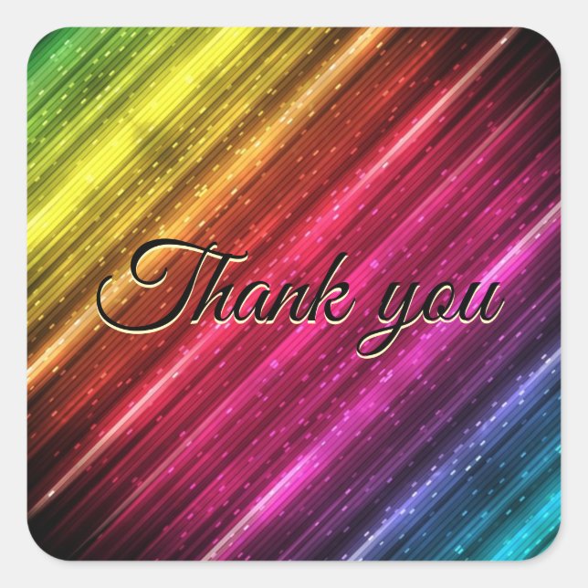 Sticker Carré Mariage arc-en-ciel Personnaliser Merci Favoriser  (Devant)
