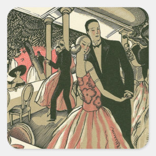 Sticker Carré Mariage Art Déco vintage, Première Danse pour mari