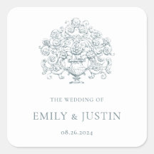 Mariage baroque bleu poussiéreux élégant vintage