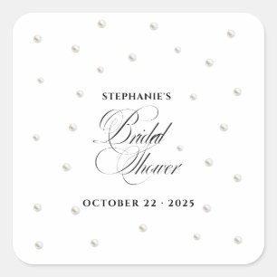 Sticker Carré Mariage Blanc Perles Fête Prénuptiale