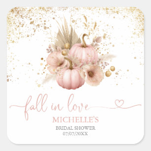 Sticker Carré Mariage Bohème Fleurs Citrouille Tomber en Amour E