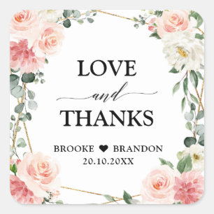 Sticker Carré Mariage botanique géométrique rose pâle