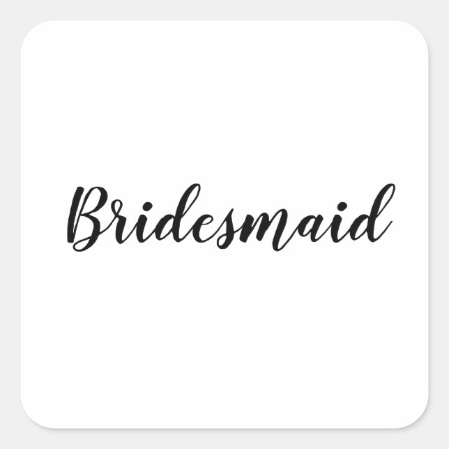 Sticker Carré Mariage Bridesmaid Simple moderne noir blanc (Devant)
