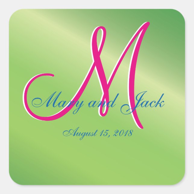 Sticker Carré Mariage budget de la valeur FAb de poivre vert (Devant)