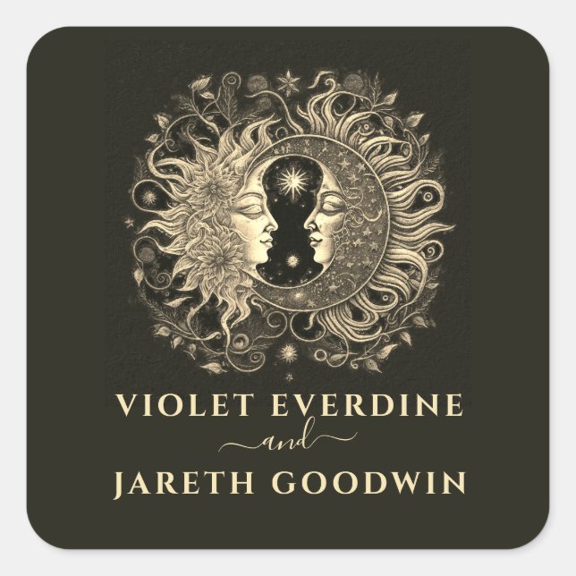 Sticker Carré Mariage céleste de la lune de soleil (Devant)