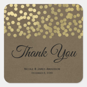 Sticker Carré Mariage Champêtre Chic Moderne Kraft Or