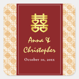 Sticker Carré Mariage chinois traditionnel peranakan
