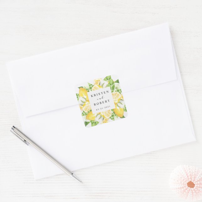 Sticker Carré Mariage citron-arbre (Enveloppe)