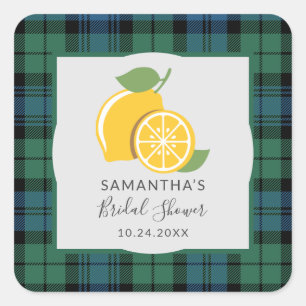 Sticker Carré Mariage Clan Campbell Tartan Rustique Fête de Fian
