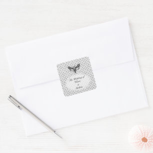 Sticker Carré Mariage Crâne de Moth Gothique – Élégance Sombre