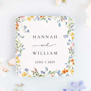 Sticker Carré Mariage dans le jardin du cadre Fleur sauvage de p