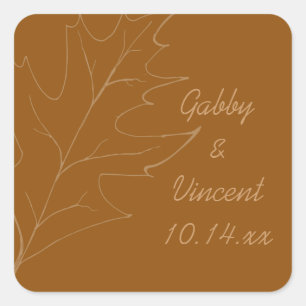 Sticker Carré Mariage d'automne en feuilles de chêne
