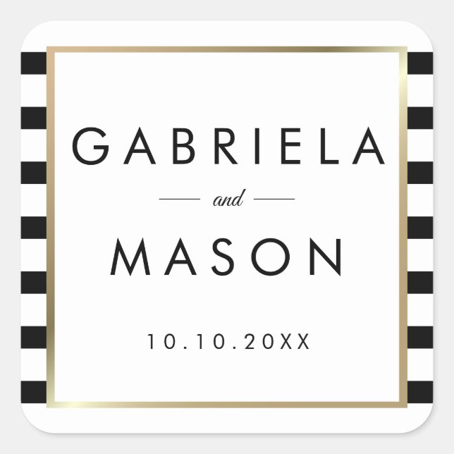 Sticker Carré Mariage de bande classique | Faux Gold Foil (Devant)