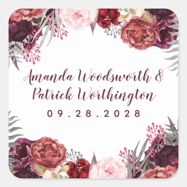 Sticker Carré Mariage de Bourgogne Marsala rose pâle rose pâle F (Devant)