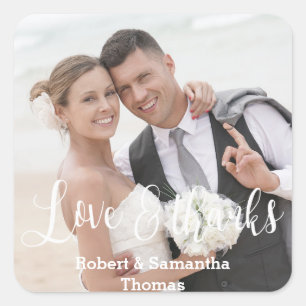 Sticker Carré Mariage de calligraphie photo fanée en gros