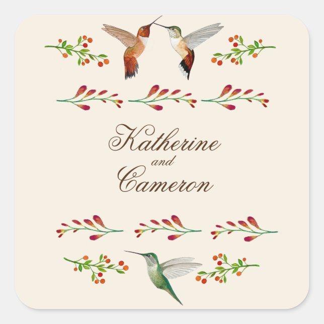 Sticker Carré Mariage de colibri (Devant)