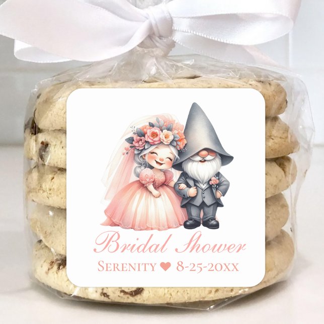 Sticker Carré Mariage de conte de fées romantique avec un gnome  (Créateur téléchargé)