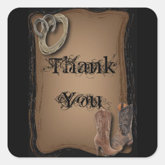 Sticker Carré mariage de cowboy rustique de l'ouest