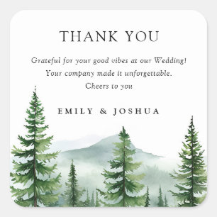 Sticker Carré Mariage de forêt de pins rustiques