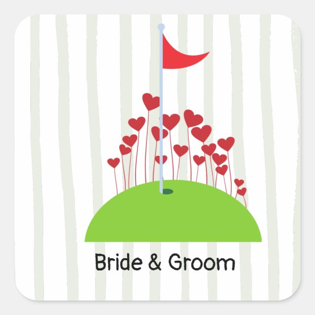 Sticker Carré Mariage de golf avec beaucoup d'amour à golf drape (Devant)