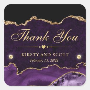 Sticker Carré Mariage de marbre d'agate scintillant de pourpre e