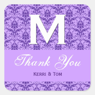Sticker Carré Mariage de Merci de Damas à look texturé violet R3