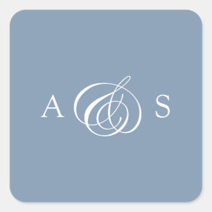 Sticker Carré Mariage de monogramme bleu foncé