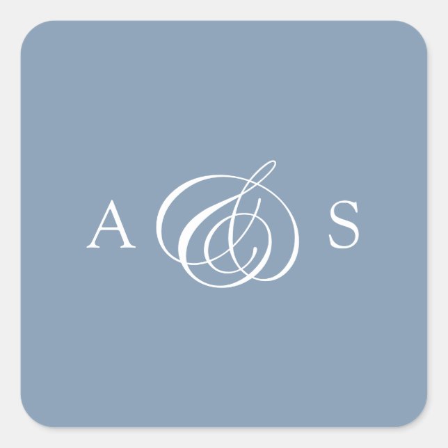 Sticker Carré Mariage de monogramme bleu foncé (Devant)