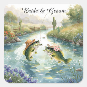 Sticker Carré Mariage de pêche au Texas 