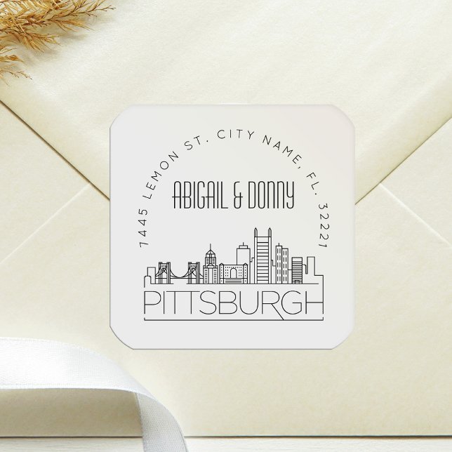 Sticker Carré Mariage de Pittsburgh | Sceau d'enveloppe préadres (Créateur téléchargé)