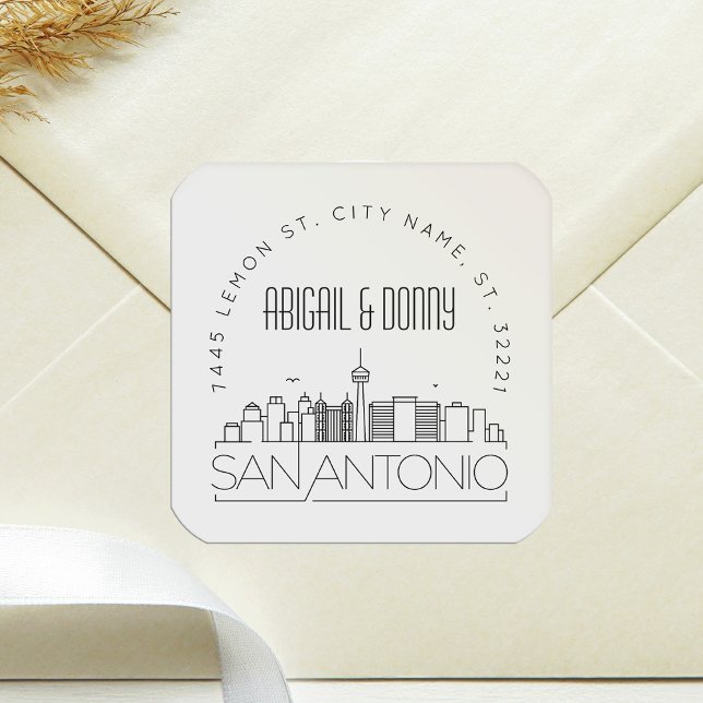 Sticker Carré Mariage de San Antonio | Sceau d'enveloppe préadre (Créateur téléchargé)