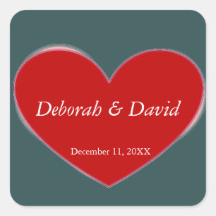 Sticker Carré Mariage de script gris ardoise du coeur rouge