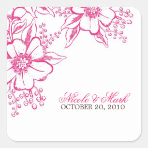 Sticker Carré Mariage de style Pink Letterpress