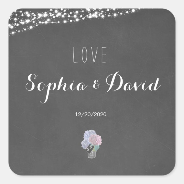 Sticker Carré Mariage de tableau de bord Mason Jar (Devant)