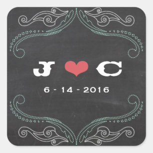 Sticker Carré Mariage de typographie de tableau de bord rustique