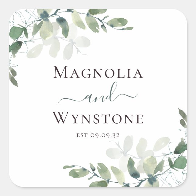 Sticker Carré Mariage de verdure Eucalyptus (Devant)